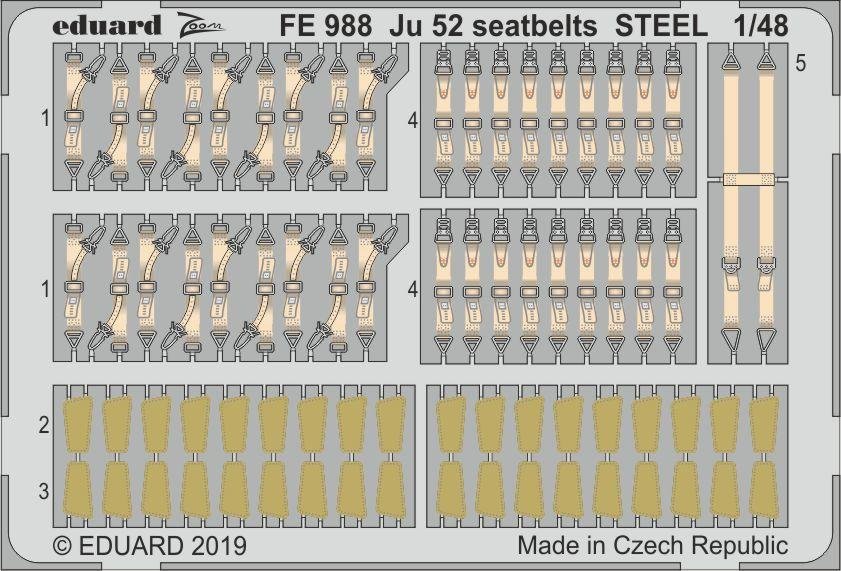 Ceintures de sécurité Eduard FE988 Ju 52 en acier, échelle 1/48, Revell