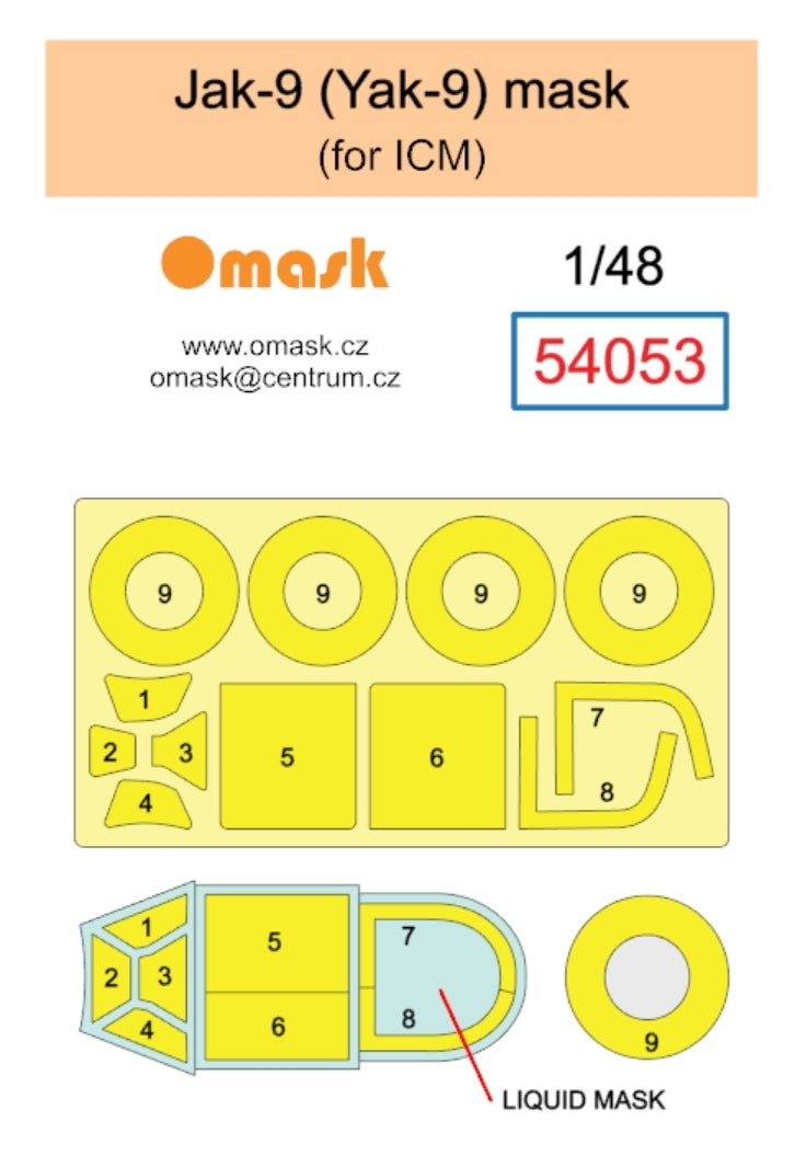 Omask 54053 Jak-9 (Yak-9) mask (for ICM) 1/48 – Bild 2