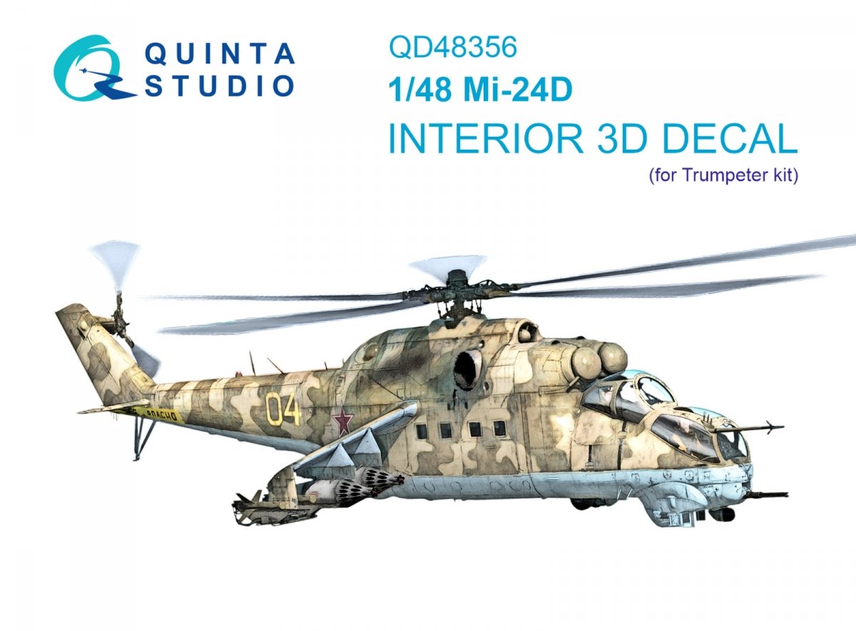 Quinta Studio QD48356 Mi-24D 3D-Printed &amp;amp; colored Interior on decal paper (Trumpeter) 1/48