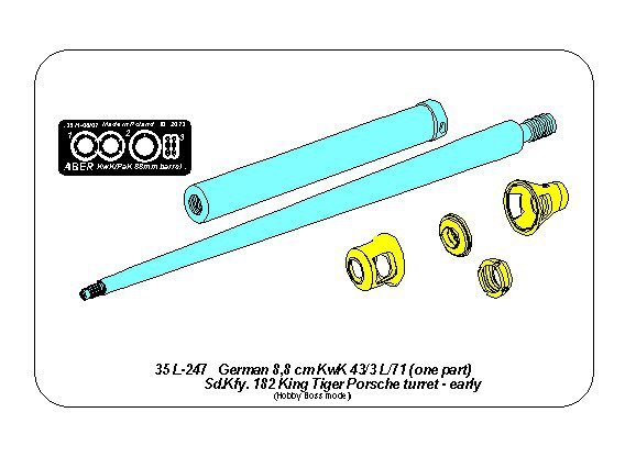 Aber 35L-247 Barrel for German 8,8cm Kw.K 43/3 L/71 (one part) gun used on Tiger B Porsche turret-early 1/35 – Bild 8