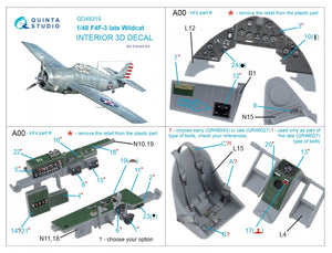 Quinta Studio QD48319 F4F-3 late 3D-Printed &amp;amp; coloured Interior on decal paper (Eduard) 1/48 – immagine 7
