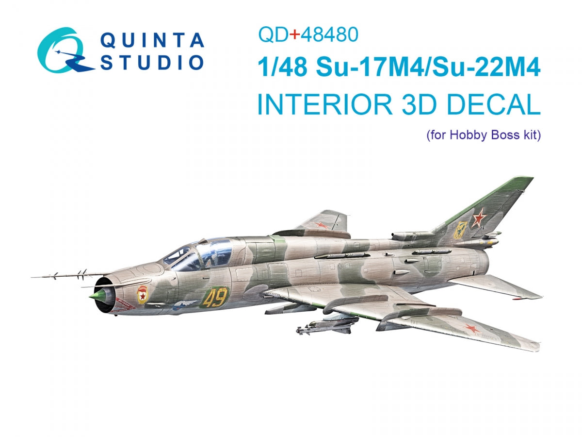 Quinta Studio QD+48480 Su-17M4/Su-22M4 3D-Printed & coloured Interior on decal paper (Hobby Boss) (with 3D-printed resin parts) 1/48