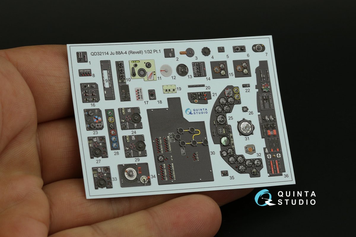 Quinta Studio QD32114 Ju 88A-4 3D-Printed &amp;amp; coloured Interior on decal paper ( Revell ) 1/32 – zdjęcie 11