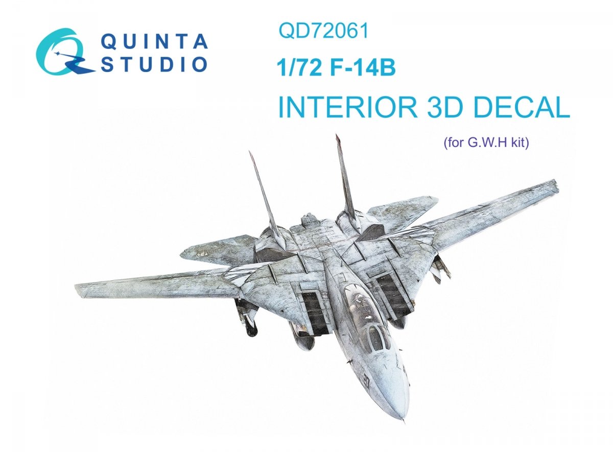 Quinta Studio QD72061 F-14B 3D-Printed &amp;amp; coloured Interior on decal paper (GWH) 1/72