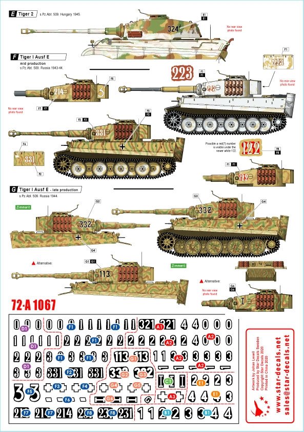 Star Decals 72-A1067 Tigres du sPzAbt 508. Échelle 1/72 – image 2