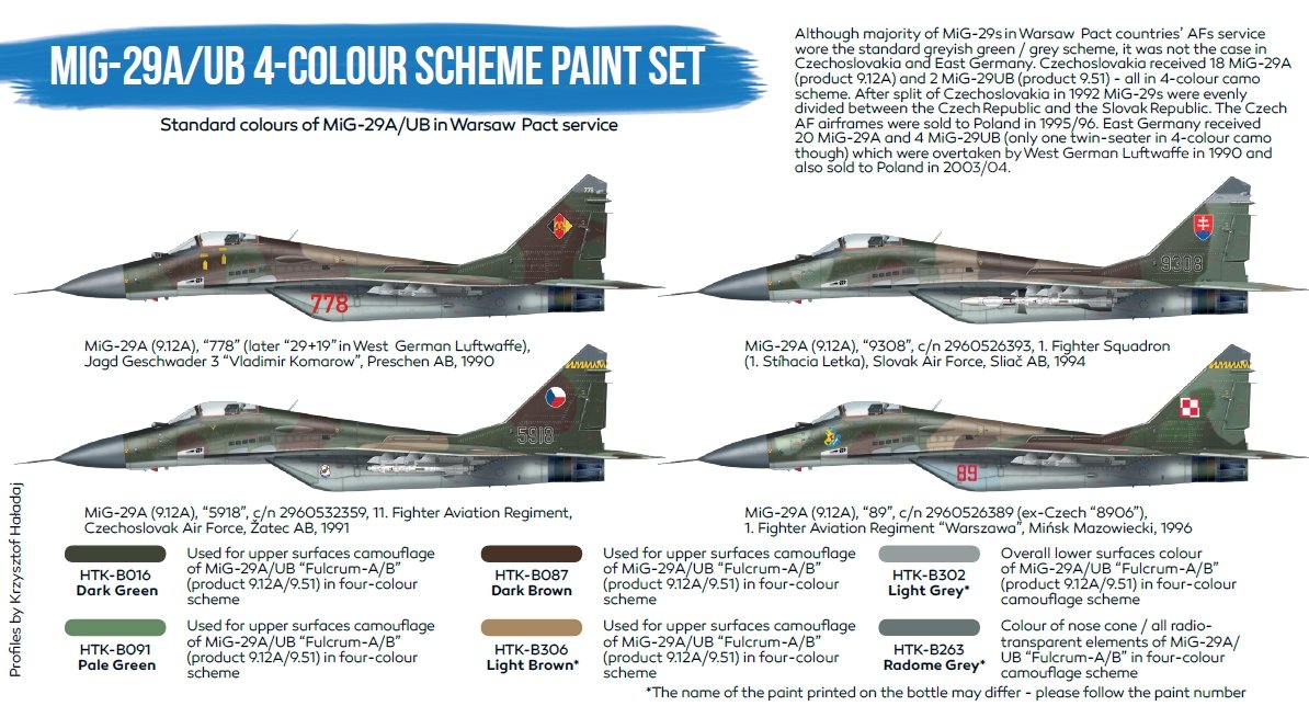 Hataka HTK-BS105 MiG-29A/UB 4-colour scheme paint set (6x17ml) – immagine 3
