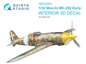 Quinta Studio QD32201 Macchi MC.202 Folgore Early 3D-Printed &amp;amp; coloured Interior on decal paper (Italeri) 1/32