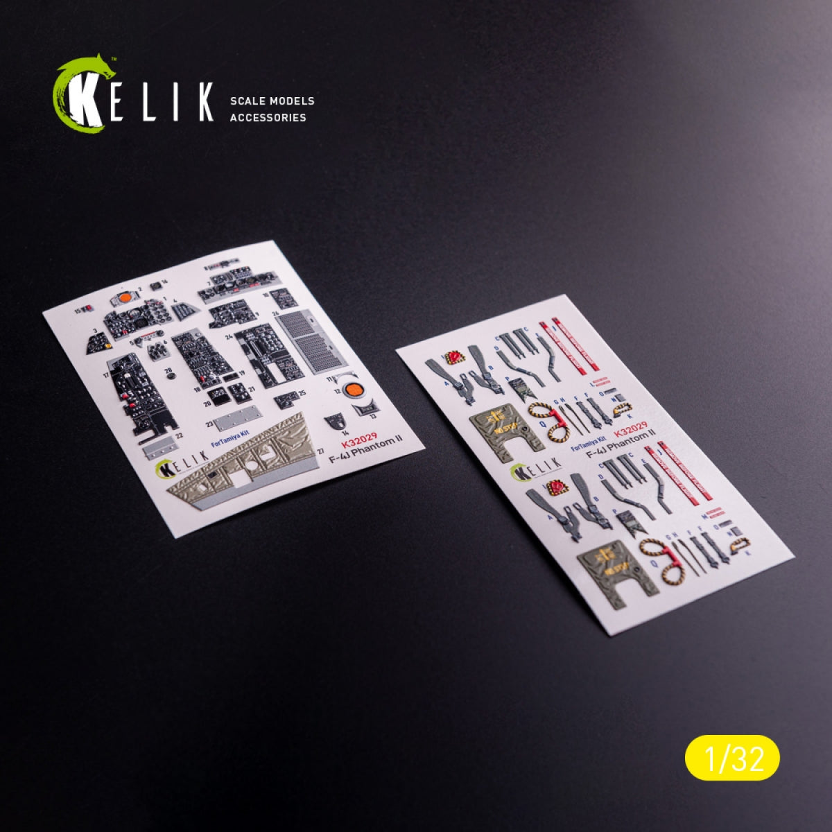 Kelik K32029 F-4J - interior 3D decals for Tamiya kit 1/32