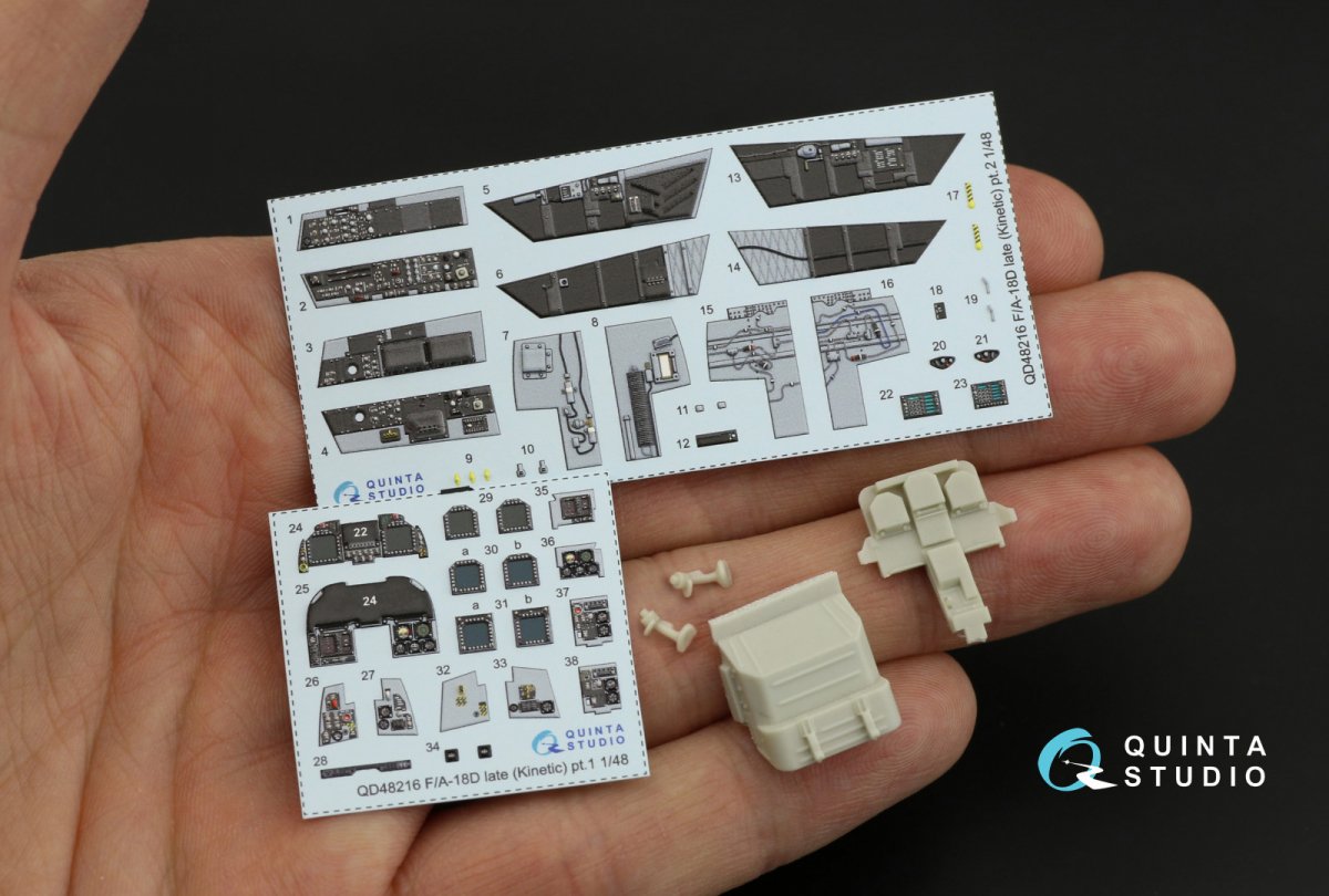 Quinta Studio QD48216 F/A-18D Late 3D-Printed &amp;amp; colored Interior on decal paper with resin parts (Kinetic) 1/48 – image 2