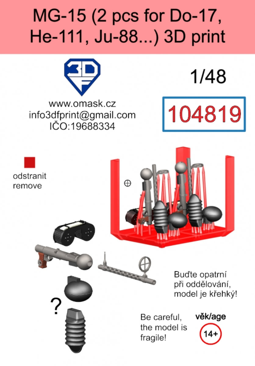 Omask 104819 MG-15 (2 pcs for Do-17, He-111, Ju-88...) 3D print 1/48 – Bild 2