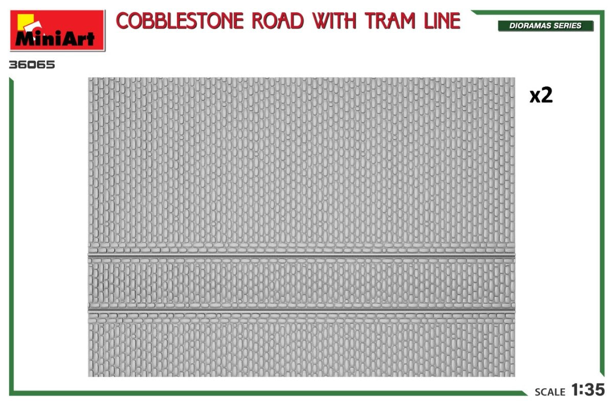 Miniart 36065 COBBLESTONE ROAD WITH TRAM LINE 1/35 – Bild 2