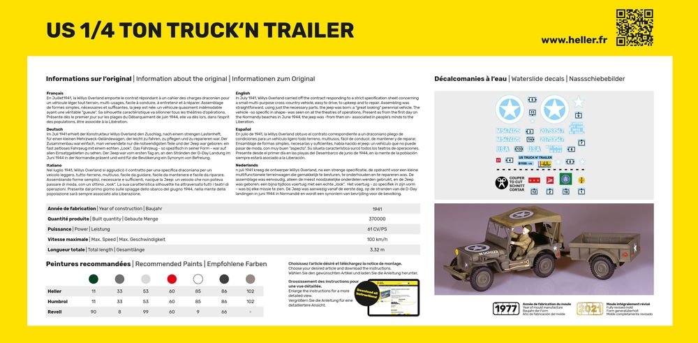 Heller 57105 STARTER KIT US 1/4 TON TRUCK &amp;#39;N TRAILER 1/35 – image 4