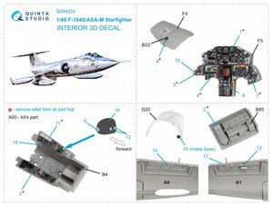 Quinta Studio QD48224 F-104S/ASA-M 3D-Printed &amp;amp; coloured Interior on decal paper (Kinetic) 1/48 – immagine 2