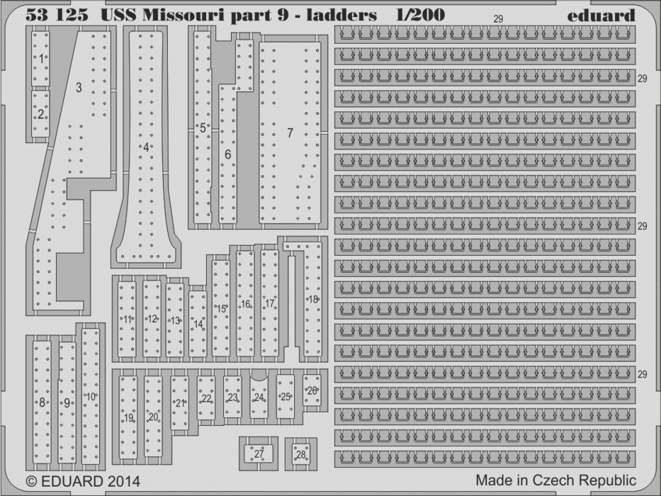 Eduard 53125 USS Missouri part 9 - ladders TRUMPETER 1/200