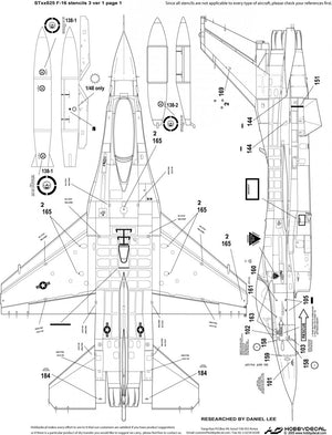 HobbyDecal ST32025V1 F-16 Stencils 3 ver 1 1/32 for Academy kit – zdjęcie 3