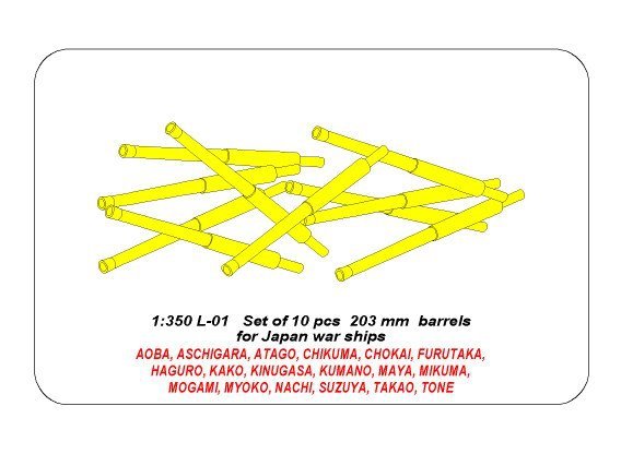 Aber 350L-01 Set of 10 pcs 203 mm barrels for Japan ships 1/350 – zdjęcie 5
