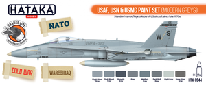 Hataka HTK-CS44 USAF, USN &amp;amp; USMC paint set (modern greys) 8x17ml – immagine 2