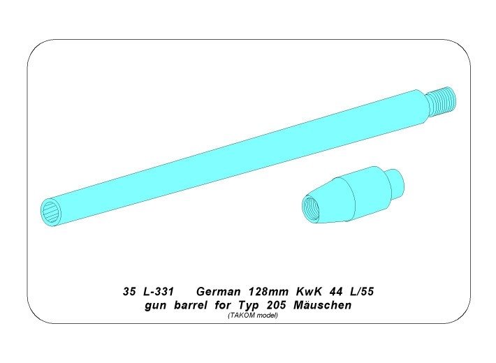 Aber 35L-331 Canon 128mm KwK 44 L/55 pour Typ 204 Mauschen / Canon 128mm KwK 44 L/55 pour Typ 204 Mauschen (Takom) 1/35