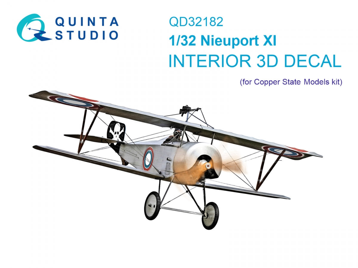Quinta Studio QD32182 Nieuport XI 3D-Printed &amp;amp; coloured Interior on decal paper (CSM) 1/32