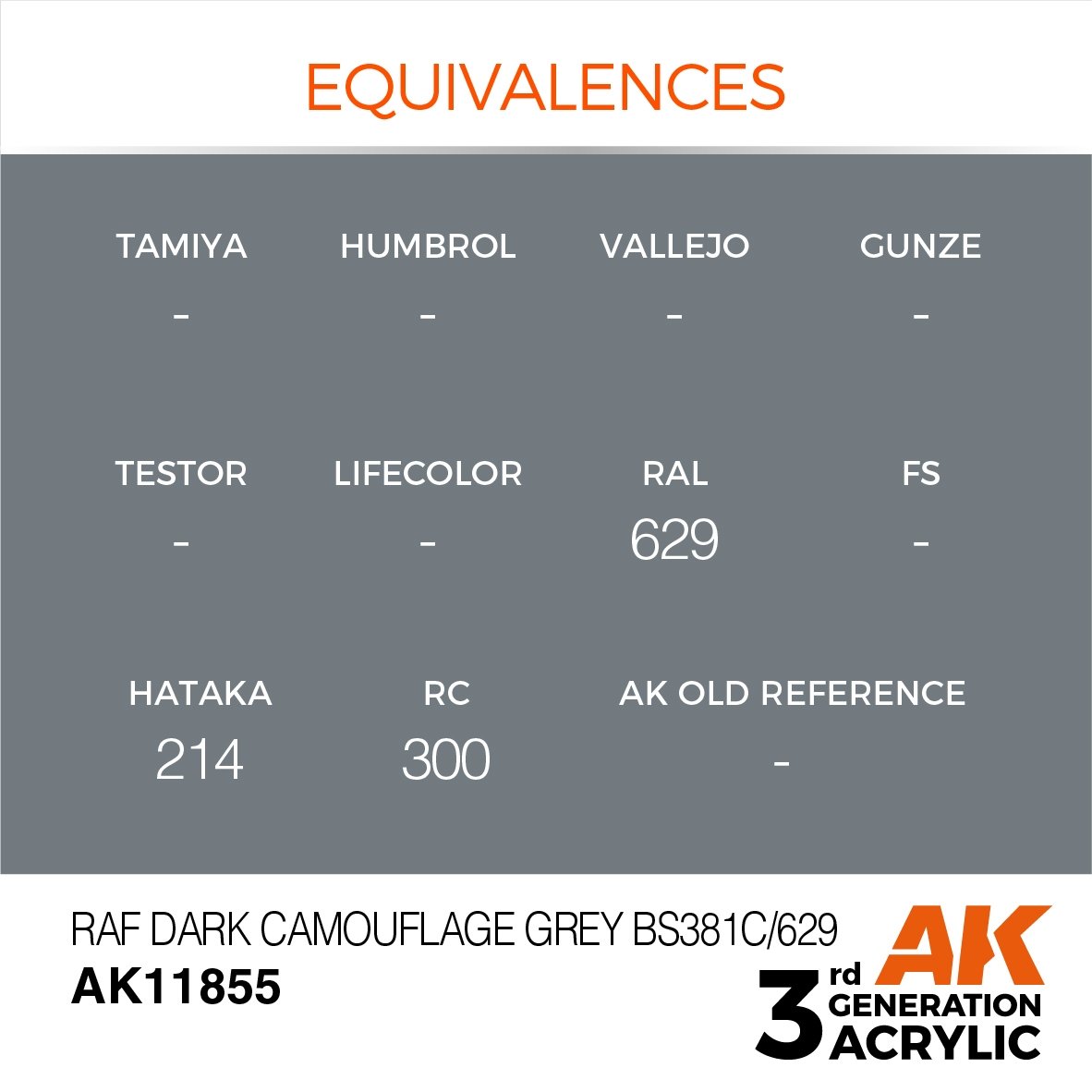 AK Interactive AK11855 RAF DARK CAMOUFLAGE GREY BS381C/629 – AIR – AIR 17ml – immagine 3