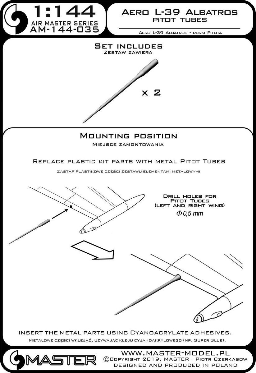 Master AM-144-035 Aero L-39 Albatros - Tubes de Pitot 1/144 – image 3