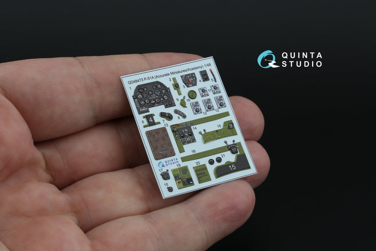 Quinta Studio QD48473 P-51A 3D-Printed coloured Interior on decal paper (Accurate Miniatures/Academy) 1/48 – immagine 4