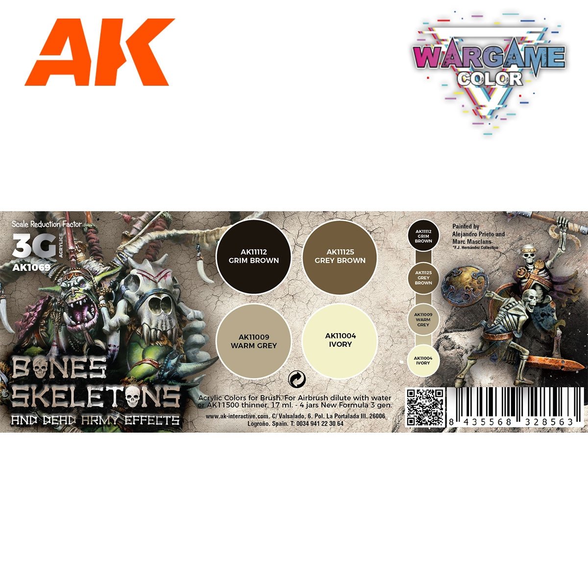 AK Interactive AK1069 WARGAME COLOR SET. BONES AND SKELETONS. 4x17 ml – Bild 2