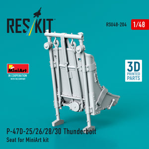 RESKIT RSU48-0204 P-47D-25/26/28/30 Thunderbolt Seat for MiniArt kit (3D Printed) 1/48