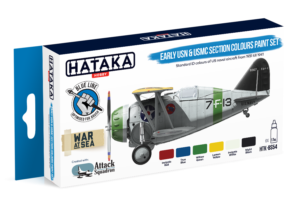 Hataka HTK-BS54 Early USN &amp; USMC Section Colors paint set (6x17ml)