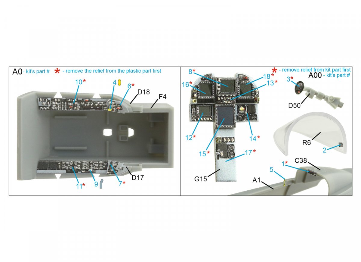 Quinta Studio QDS-48259 F/A-18E 3D-Printed &amp;amp; coloured Interior on decal paper (HobbyBoss) (small version) 1/48 – immagine 2