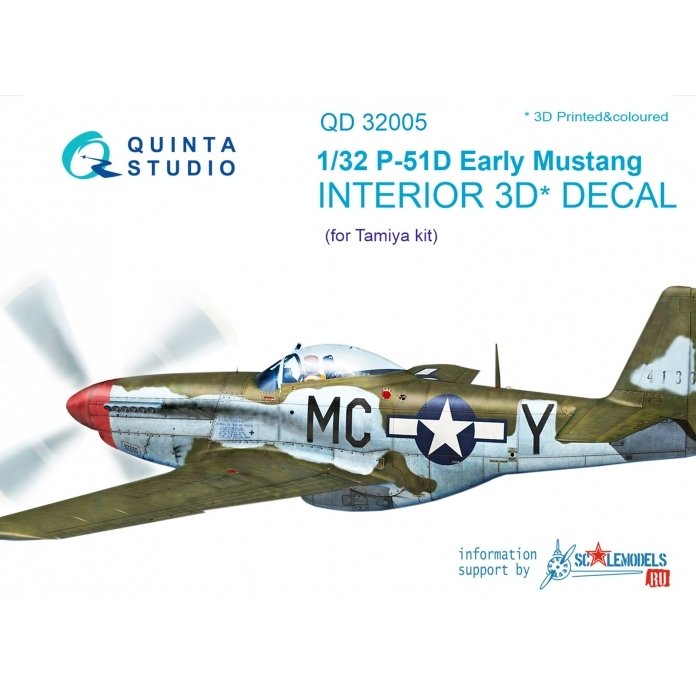 Quinta Studio QD32005 P-51D (Early) 3D-Printed &amp;amp; coloured Interior on decal paper (for Tamiya kit) 1/32