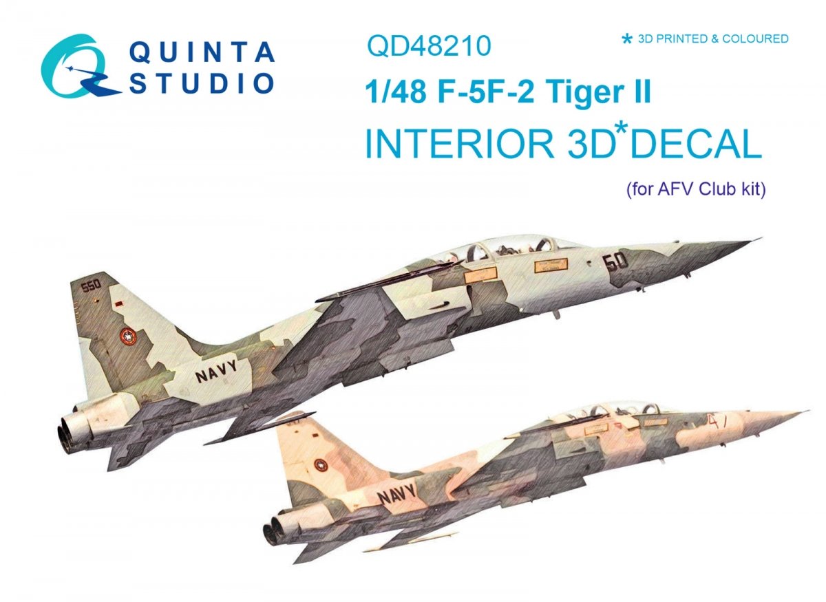 Quinta Studio QD48210 F-5F-2 3D-Printed &amp;amp; coloured Interior on decal paper (AFV club) 1/48