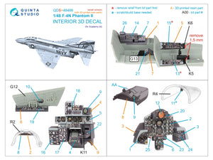 Quinta Studio QDS+48486 F-4N Phantom II Intérieur imprimé en 3D et coloré sur papier décalcomanie (Academy) (Petite version) (avec pièces en résine imprimées en 3D) 1/48  – image 3