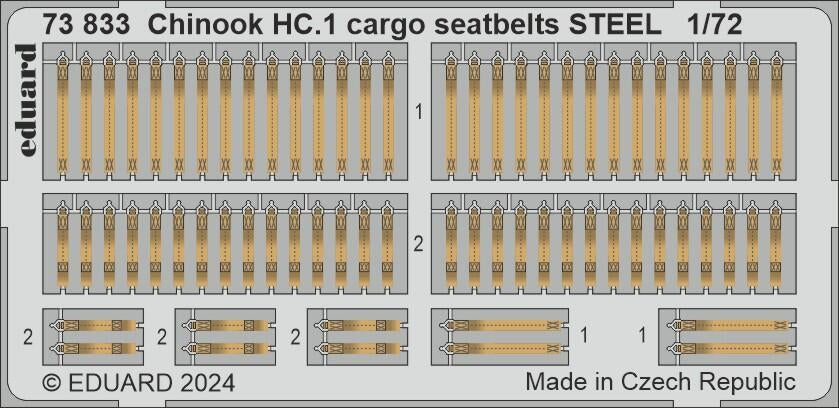 Ceintures de sécurité cargo Eduard 73833 Chinook HC.1 STEEL AIRFIX 1/72