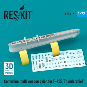 RESKIT RS72-0417 CENTERLINE MULTI WEAPON PYLON FOR F-105 &amp;quot;THUNDERCHIEF&amp;quot; (3D PRINTED) 1/72