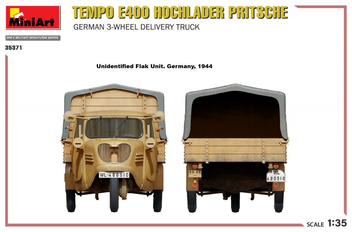 MiniArt 35371 Tempo E400 Hochlader Pritsche German 3-wheel delivery truck 1/35 – Bild 17