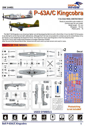 Dora Wings 14401 BELL P-63A P-63C KINGCOBRA Fighter DOUBLE KIT 1/144 – Bild 5