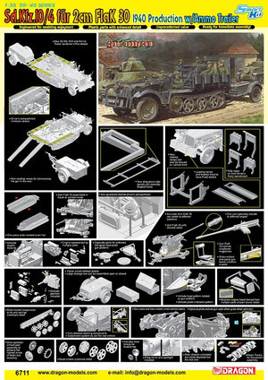 Dragon 6711 Sd.Kfz.10/4 fur 2cm FlaK 30, 1940 Production w/Ammo Trailer 1/35 – Bild 2
