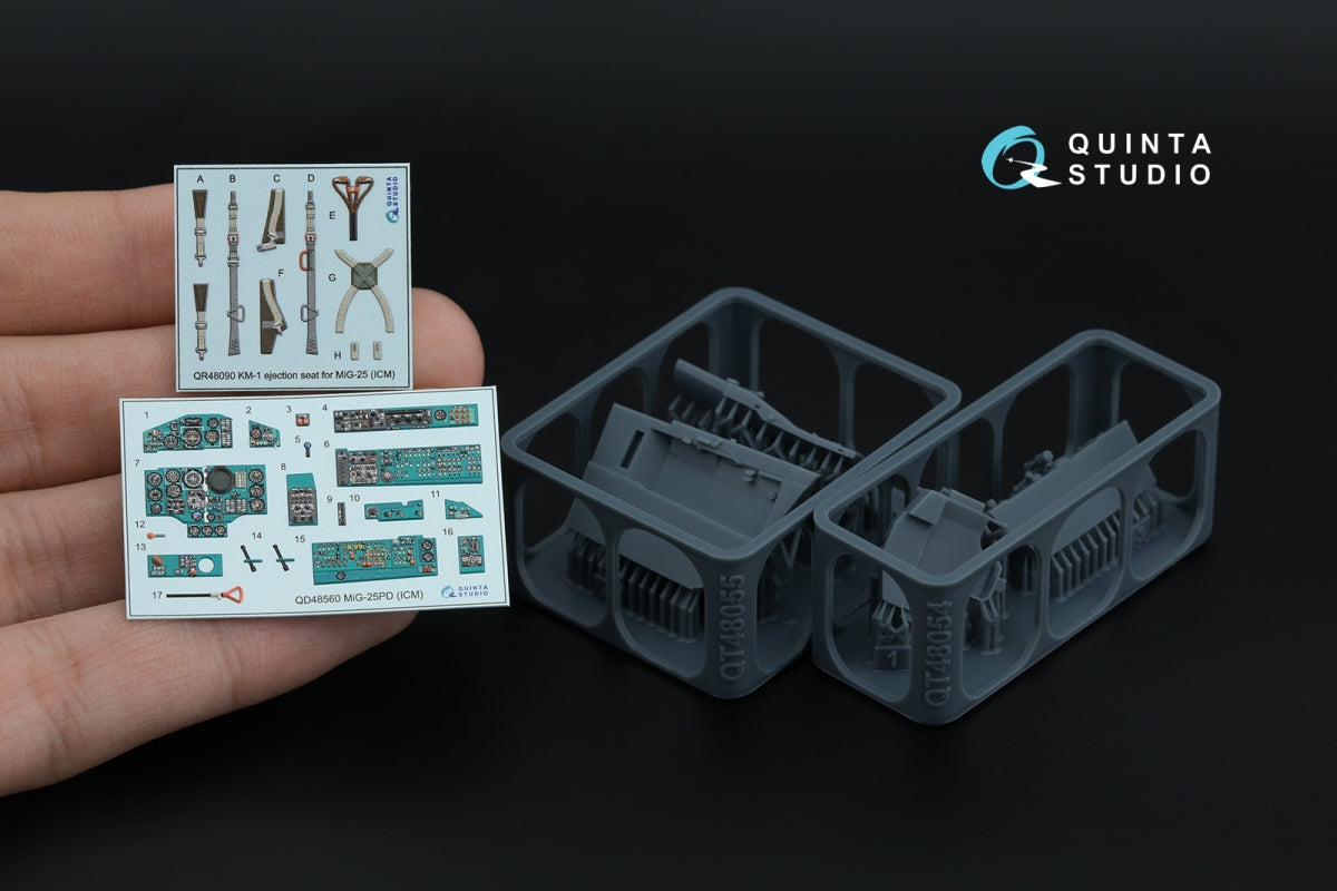 Quinta Studio QD+48560 MiG-25PD 3D-Printed &amp;amp; colored Interior on decal paper (ICM) (with 3D-printed resin parts) 1/48 – image 4