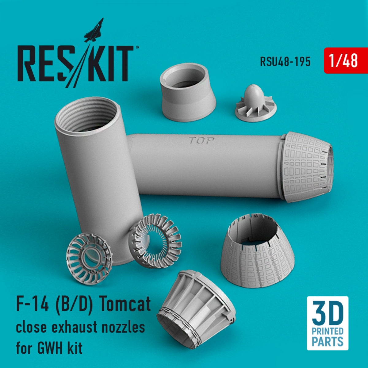 RESKIT RSU48-0195 F-14 (B,D) &amp;quot;TOMCAT&amp;quot; CLOSE EXHAUST NOZZLES FOR GWH KIT (3D PRINTED) 1/48