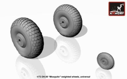 Armory Models AW72406 deHavilland DH.98 Mosquito wheels, “checkerboard” tire pattern, weighted 1/72 – immagine 4
