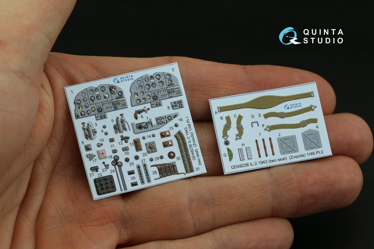 Quinta Studio QD48236 IL-2 1943 (two-seat) 3D-Printed &amp;amp; coloured Interior on decal paper (for Zvezda kit) 1/48 – immagine 2