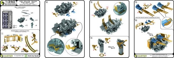Maquette Master SM-350-093 USN 40 mm/56 Bofors quadruple affût ver.1 / avec directeur de tir Mk-51 - (résine, photodécoupe et pièces tournées) - (6 pièces) 1/350 – image 9