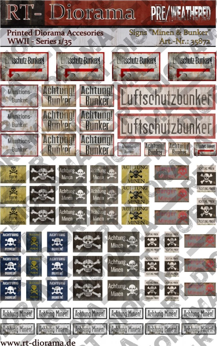 RT-Diorama 35872 Printed Accessories: &amp;quot;Achtung Minen&amp;quot; 1/35