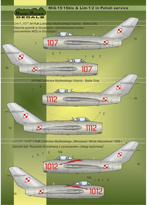 ModelMaker Decals D48023 MiG-15/15bis &amp;amp; Lim-1/2 in Polish service – Bild 4