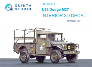 Quinta Studio QD35061 Dodge M37 3D-Printed &amp;amp; coloured Interior on decal paper (Roden) 1/35