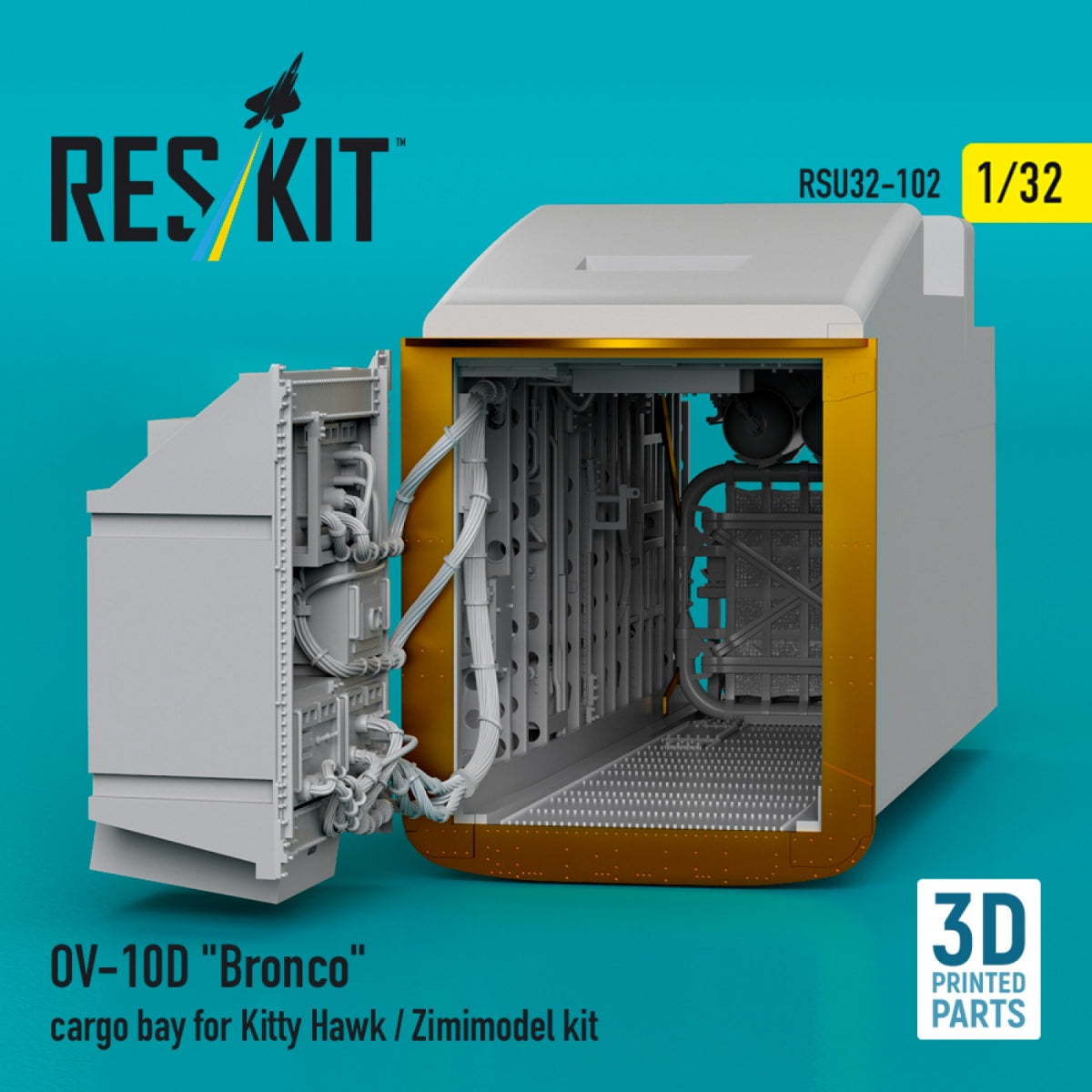 RESKIT RSU32-0102 OV-10D &amp;quot;Bronco&amp;quot; cargo bay for Kitty Hawk/Zimimodel kit (3D Printed) 1/32