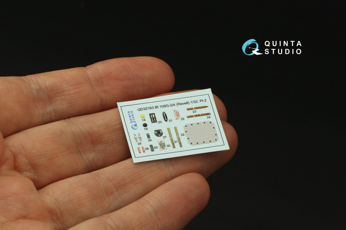 Quinta Studio QD32163 Bf 109G-2/4 3D-Printed &amp;amp; coloured Interior on decal paper (Revell) 1/32 – immagine 5