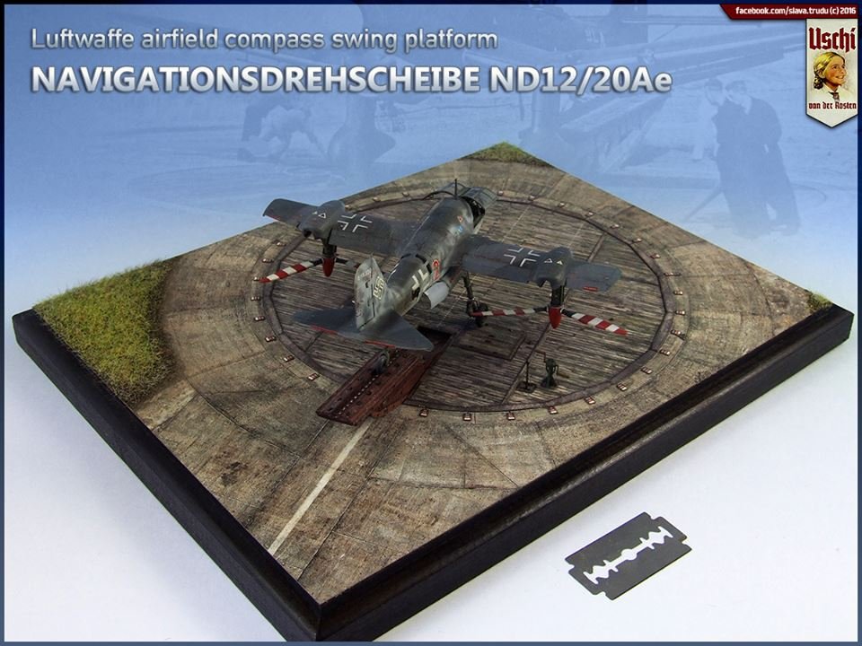 Diorama d'exposition Uschi 3046 Luftwaffe Compass Swing Ramp circulaire 1/72