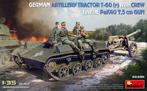 MiniArt 35395 GERMAN ARTILLERY TRACTOR T-60(r) &amp;amp; CREW Towing PaK40 GUN 1/35